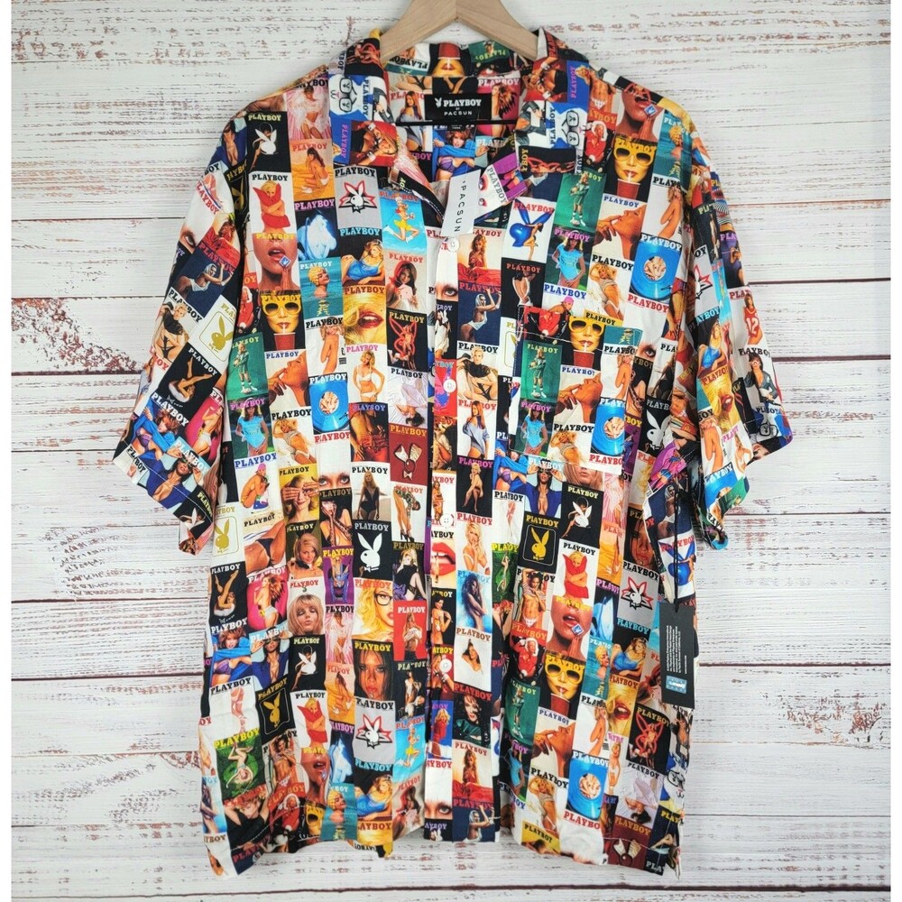 Playboy Shirt Vintage Centerfold Magazine Covers 70s - 90s Pacsun Mens Large NWT